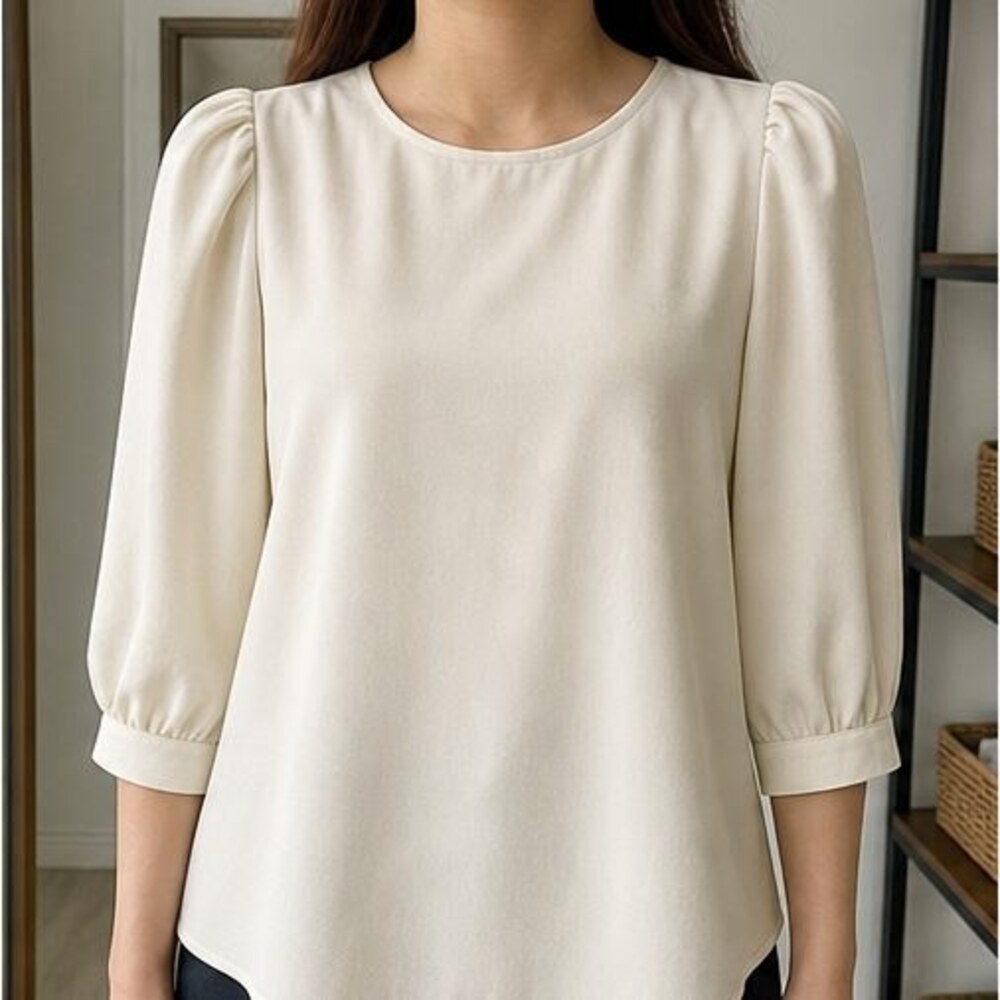 Cream Ruffle Blouse - Picture 2 of 6